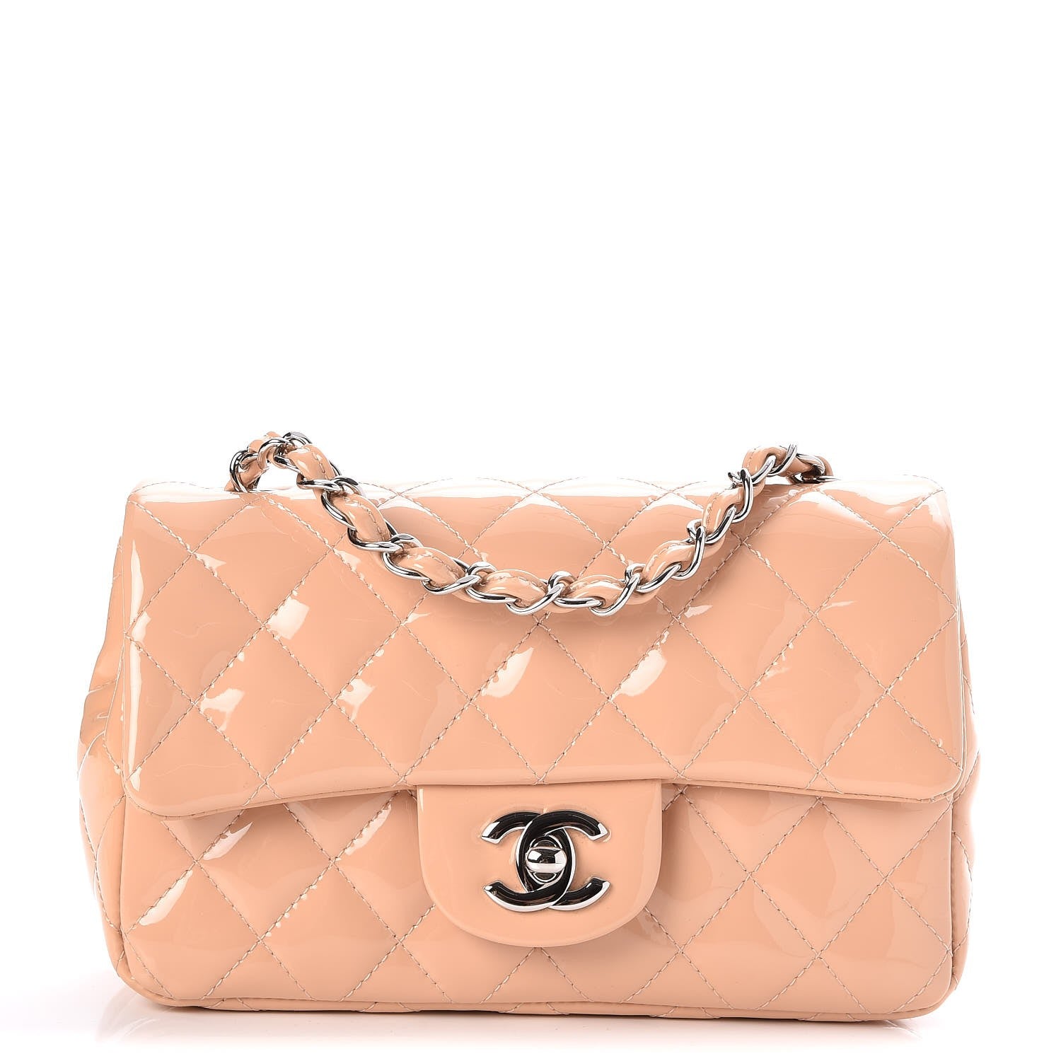 Chanel Patent Calfskin Quilted Mini Rectangular Flap Light Pink 1 of 8
