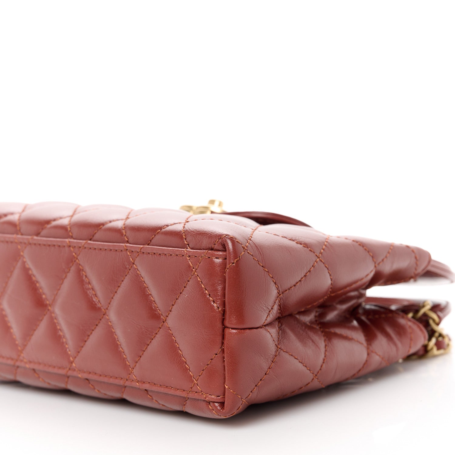 Chanel Shiny Aged Calfskin Quilted Nano Kelly Shopper Brown 10 of 10