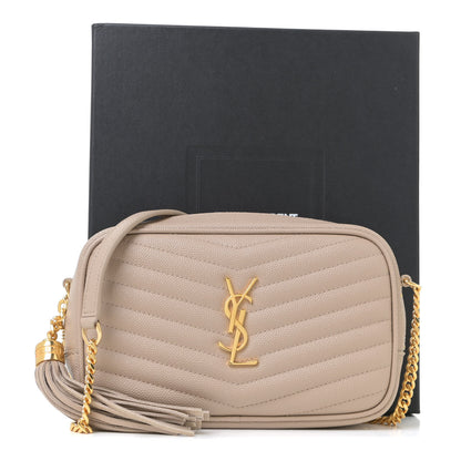 Saint Laurent Grain De Poudre Matelasse Monogram Mini Lou Camera Bag Dark Beige 10 of 10