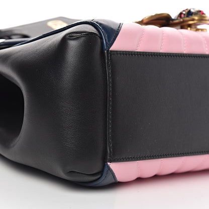 Gucci Calfskin Bamboo Trapuntata Queen Margaret Top Handle Bag Blue Agata Hibiscus Red Mystic White Sugar Pink 10 of 12