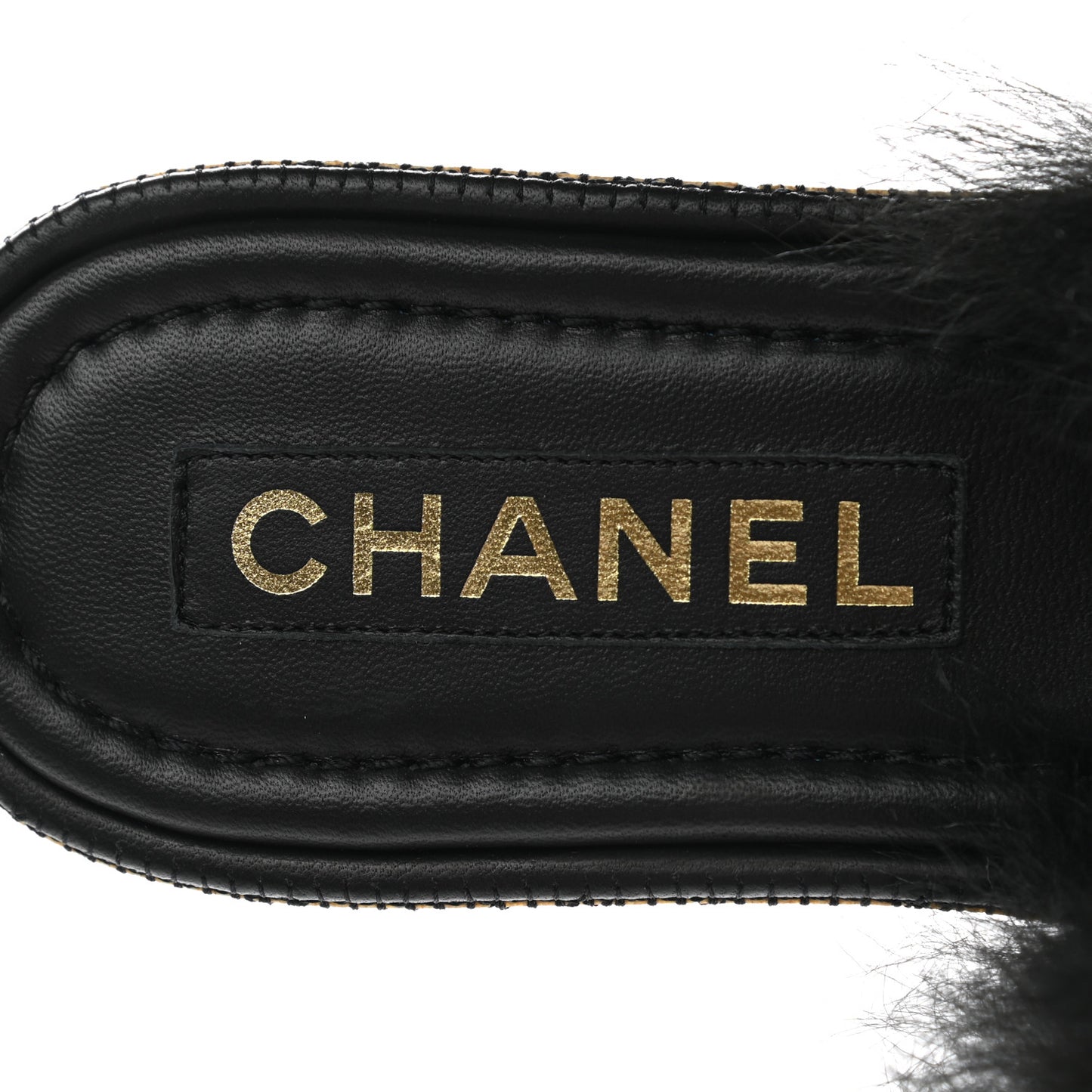 Shearling Lambskin CC Mules 40 Black White