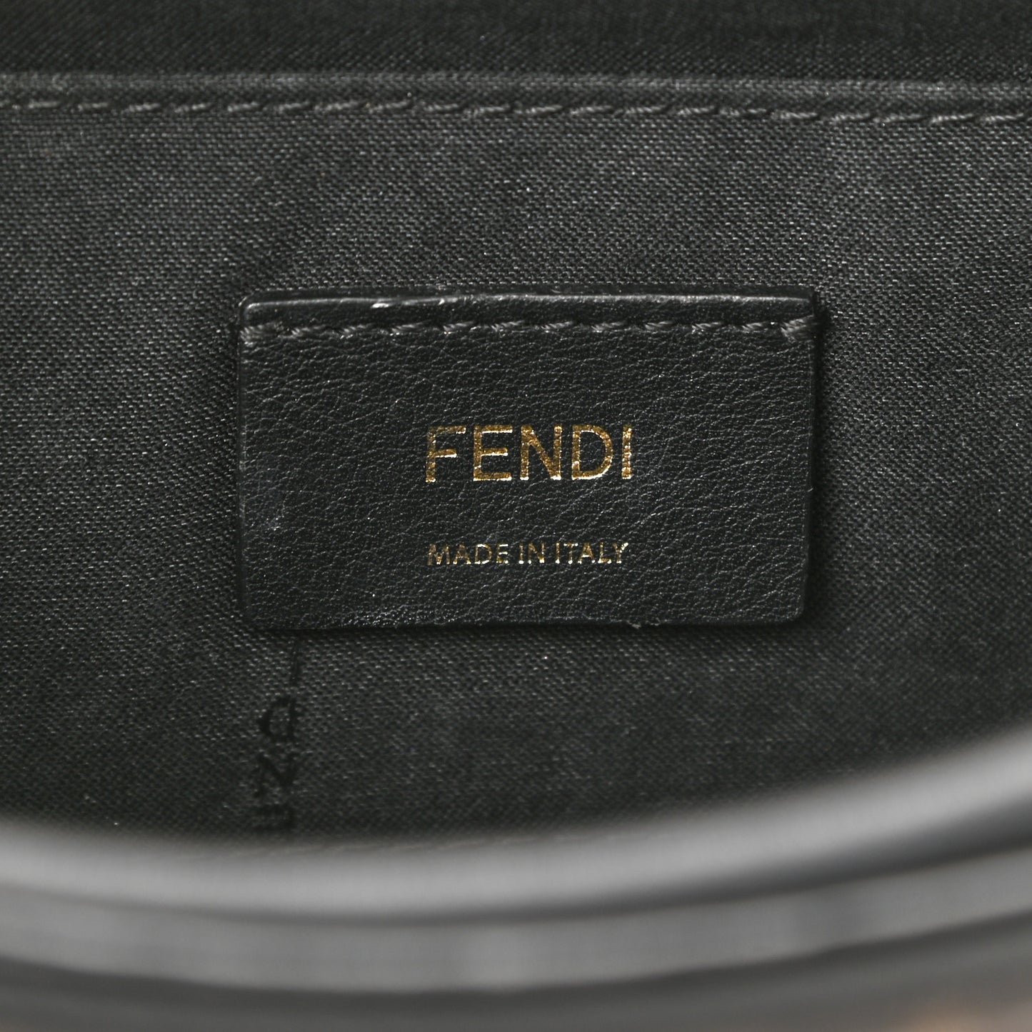 Glazed Fabric Vitello Century F is Fendi FF 1974 Stamp Patch Camera Case Mogano Panna Black