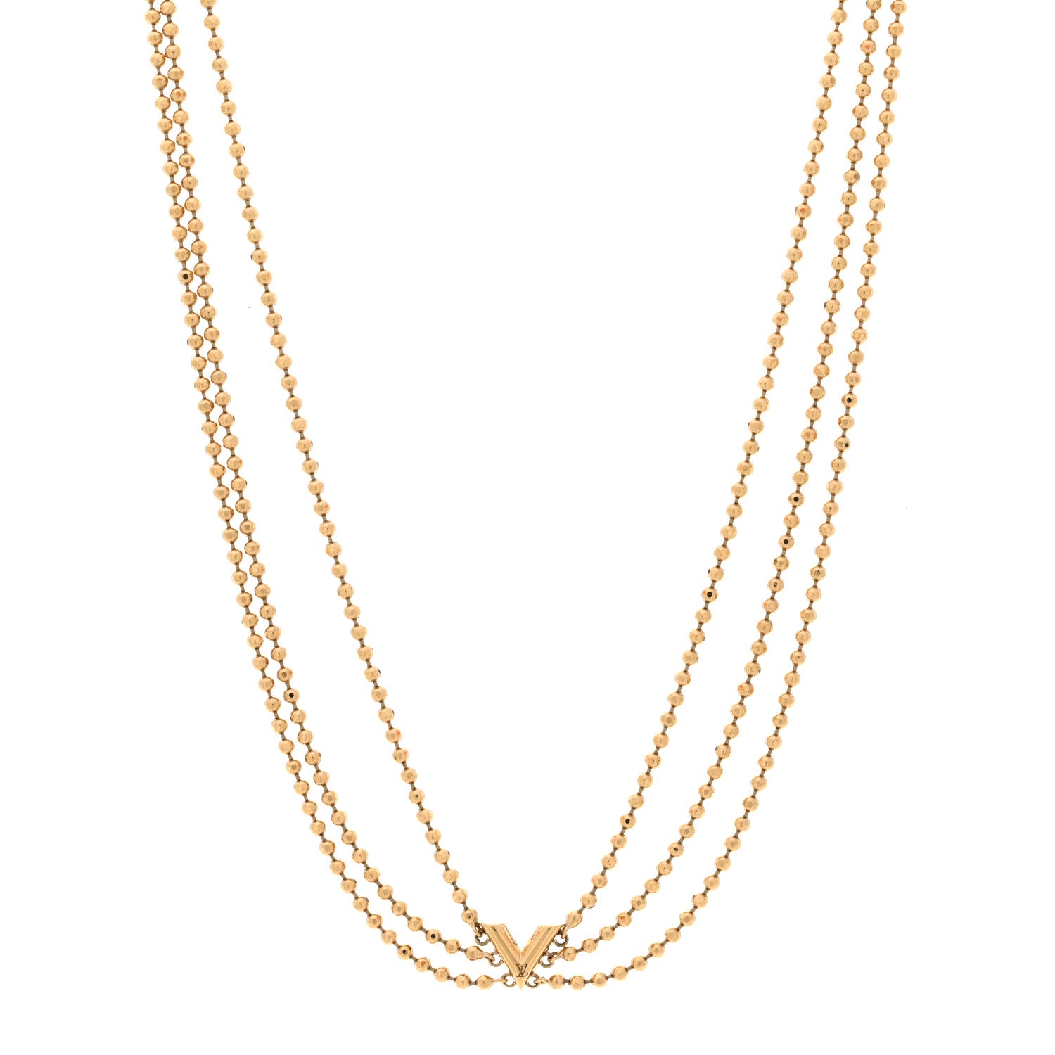 Louis Vuitton Metal Essential V Skin Necklace Gold 1 of 4