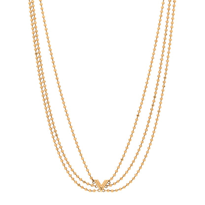 Louis Vuitton Metal Essential V Skin Necklace Gold 1 of 4
