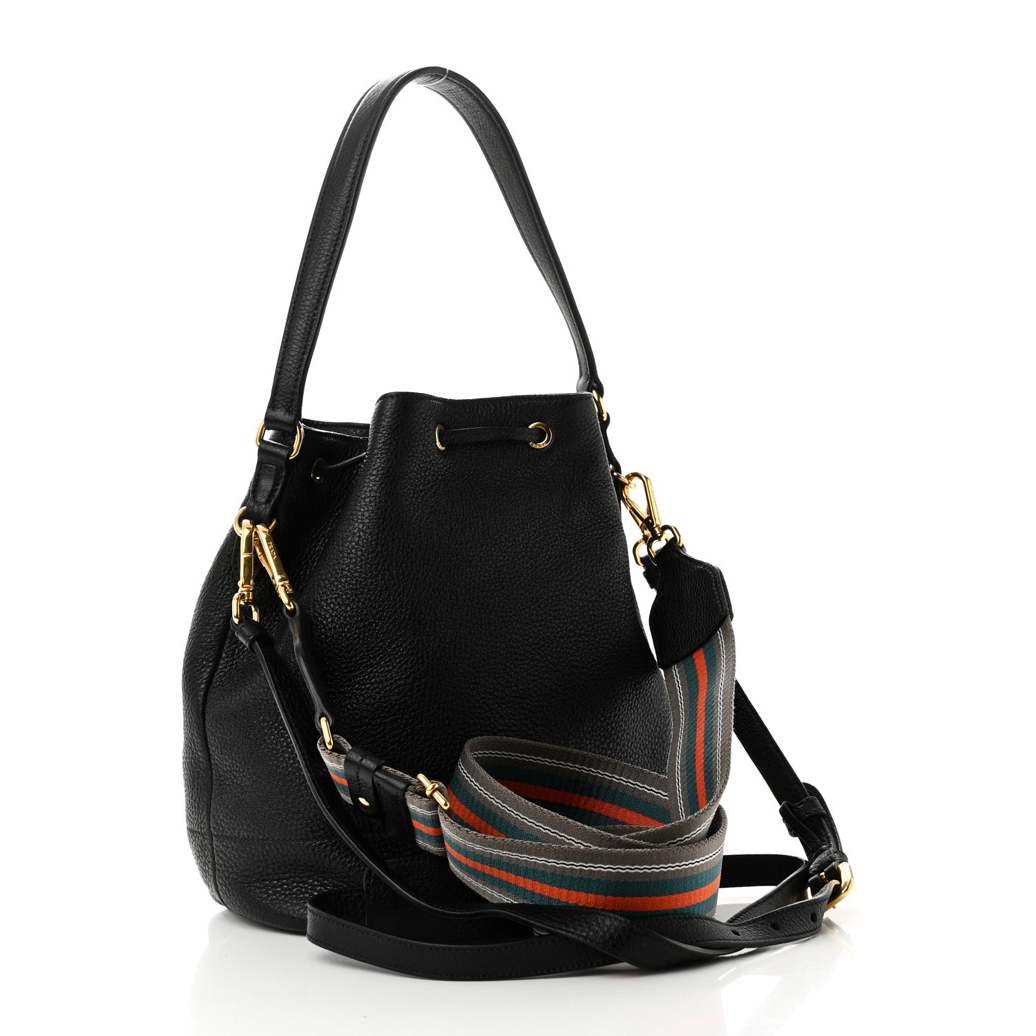 Prada Vitello Daino Bucket Bag Black 3 of 9
