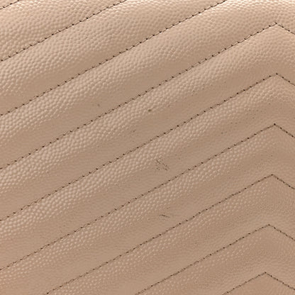 Saint Laurent Grain De Poudre Matelasse Chevron Monogram Chain Wallet Dark Beige 15 of 17