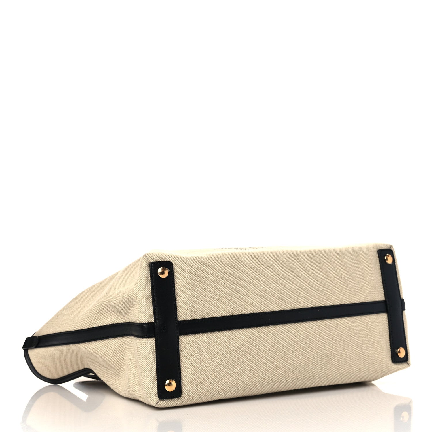 Burberry Cotton Soft Canvas Calfskin Medium Belt Tote Natural Black 5 of 8