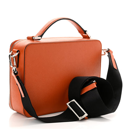 Prada Saffiano Travel Medium Brique Crossbody Bag Papaya 2 of 10