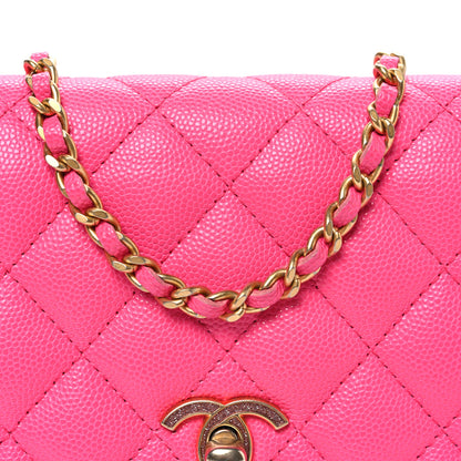 Chanel Caviar Quilted Glitter CC Roller Skate Wallet on Chain WOC Pink 9 of 11