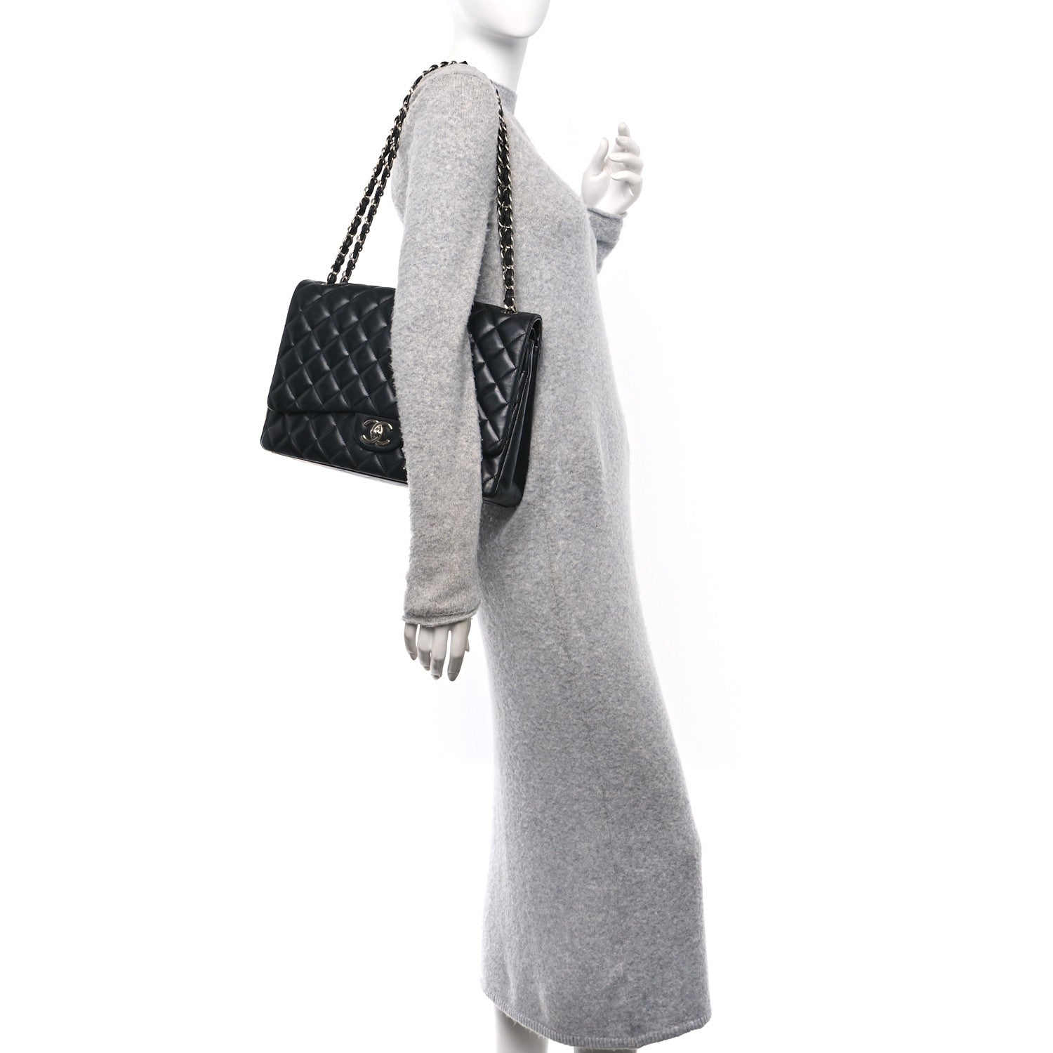 Chanel Lambskin Quilted Maxi Double Flap Black 2 of 10