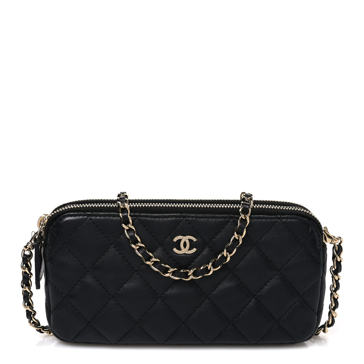 Chanel Lambskin Quilted Small Clutch With Chain Black 1 of 11