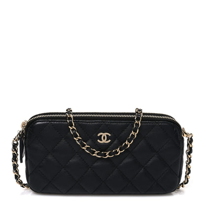 Chanel Lambskin Quilted Small Clutch With Chain Black 1 of 11