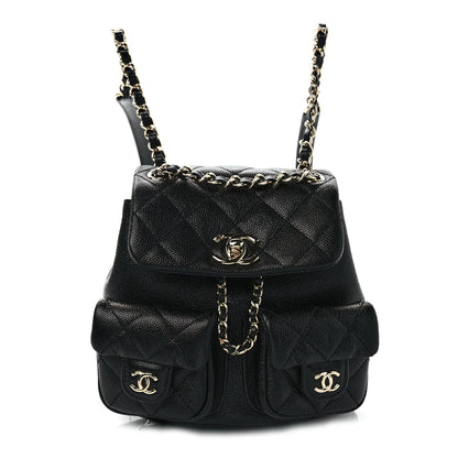 Chanel Shiny Caviar Quilted Small Duma Pockets Drawstring Backpack Black 1 of 9