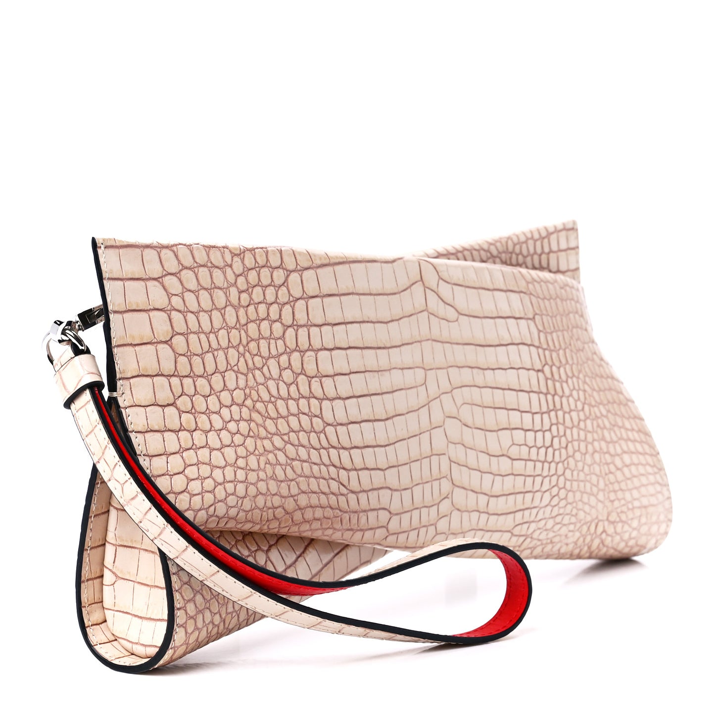 Loubitwist Crocodile Embossed Clutch Leche