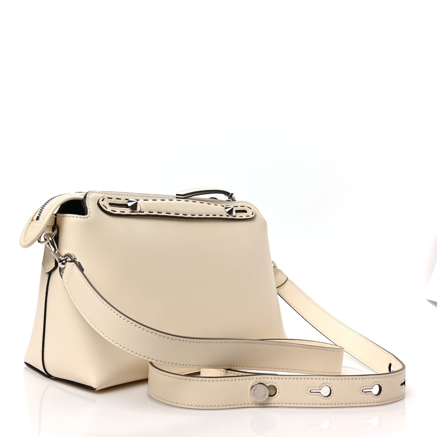 Vitello King Logo Embossed Medium By The Way Boston Bag White Ice
