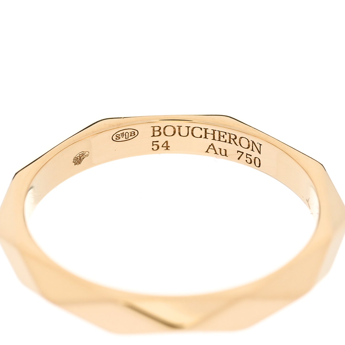 18K Yellow Gold Facette Wedding Band Ring 54 6.75