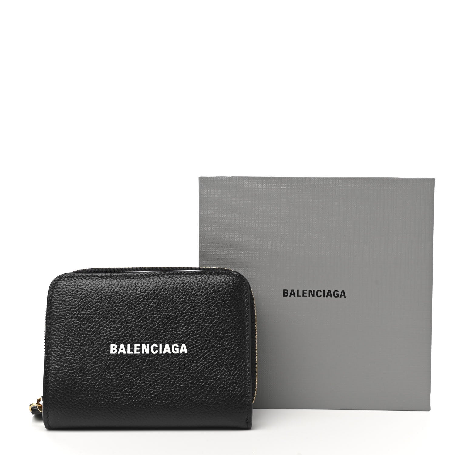 Balenciaga Calfskin Bi-Fold Zip Around Compact Wallet Black 8 of 8