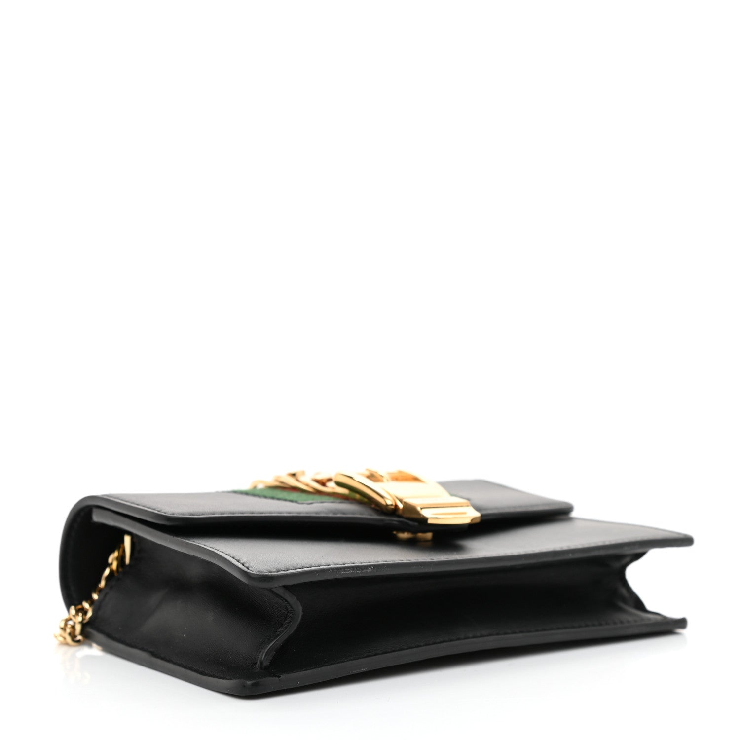 Gucci Calfskin Super Mini Sylvie Chain Shoulder Bag Black 4 of 9