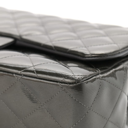 Chanel Striated Patent Quilted Jumbo Double Flap Black 10 of 17