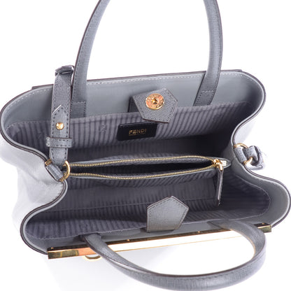 Fendi Vitello Elite Petite 2Jours Tote Grigio Grigio Chiaro 5 of 9