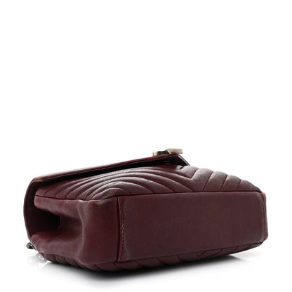Saint Laurent Sheepskin Matelasse Chevron Monogram Medium College Bag Rouge Legion 4 of 13