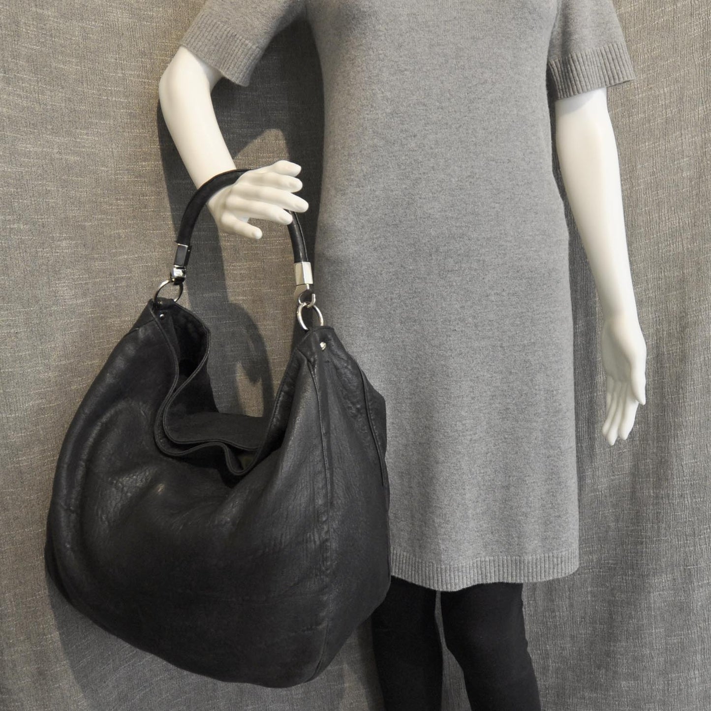 Leather Large Roady Hobo Black