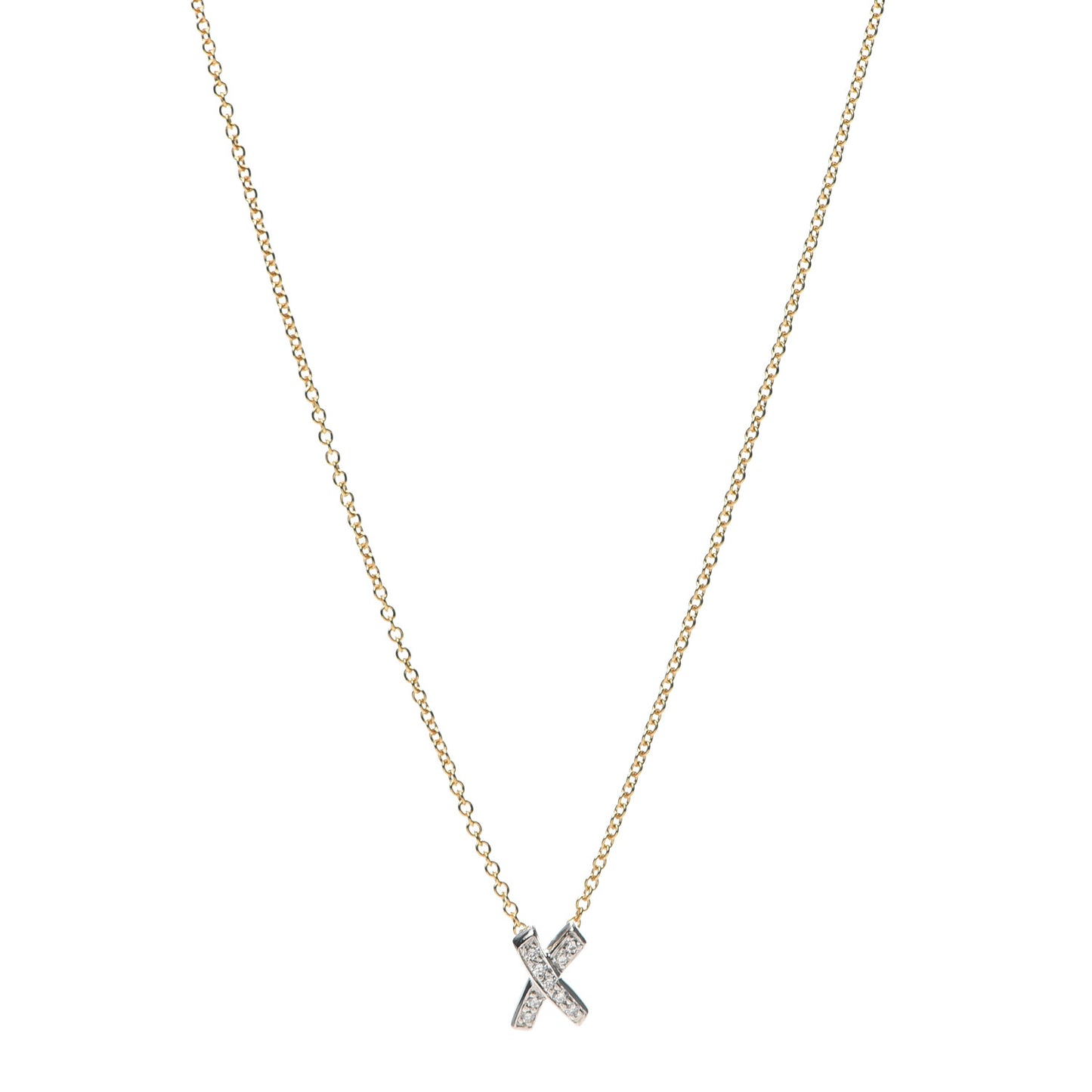 18K Yellow Gold Platinum Diamond Mini Paloma Picasso Graffiti X Pendant Necklace