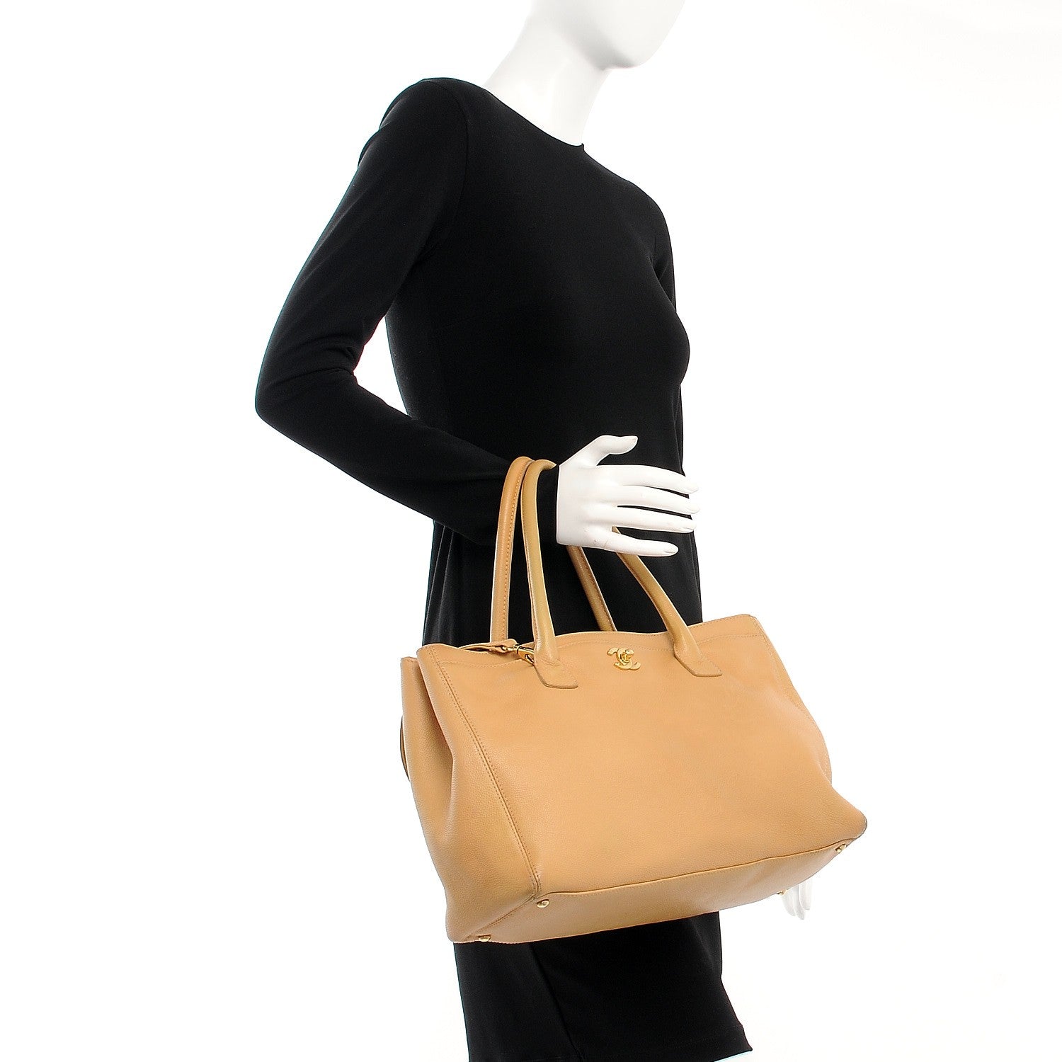 Chanel Calfskin Cerf Executive Shopper Tote Beige 3 of 19
