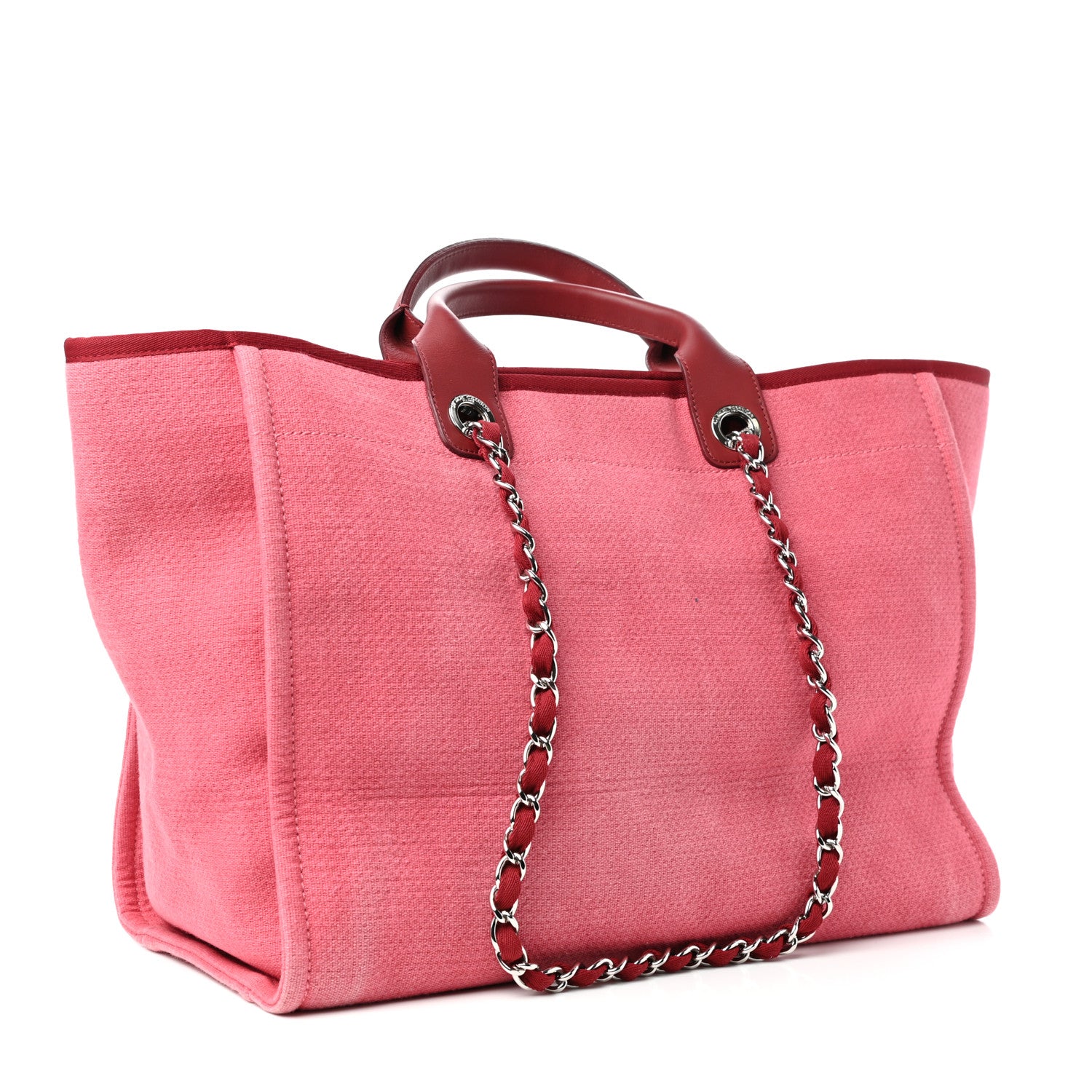 Chanel Canvas Medium Deauville Tote Red 3 of 10