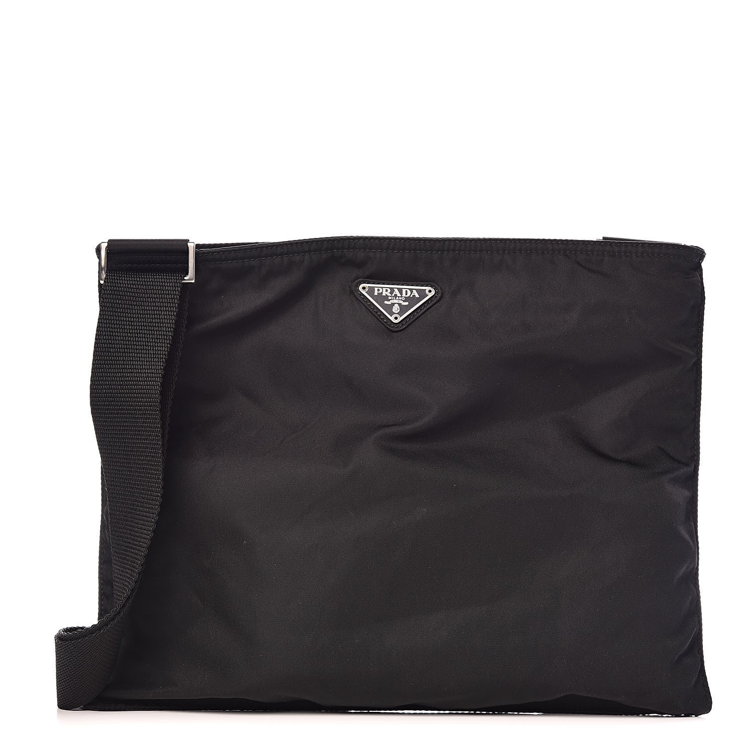 Prada Nylon Flat Messenger Bag Black 1 of 11