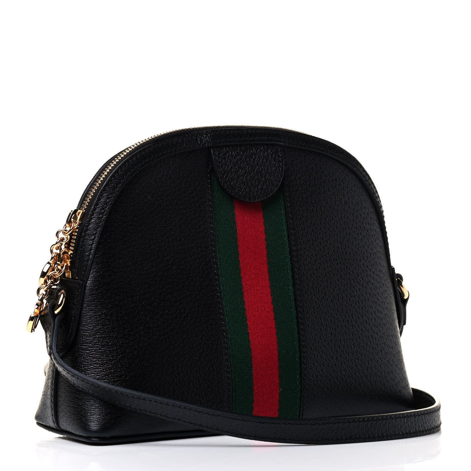 Gucci Calfskin GG Web Small Ophidia Dome Shoulder Bag Black 2 of 4