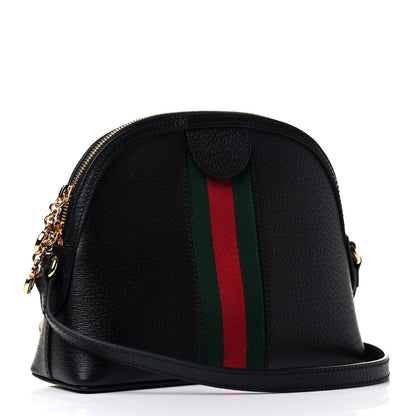 Gucci Calfskin GG Web Small Ophidia Dome Shoulder Bag Black 2 of 4