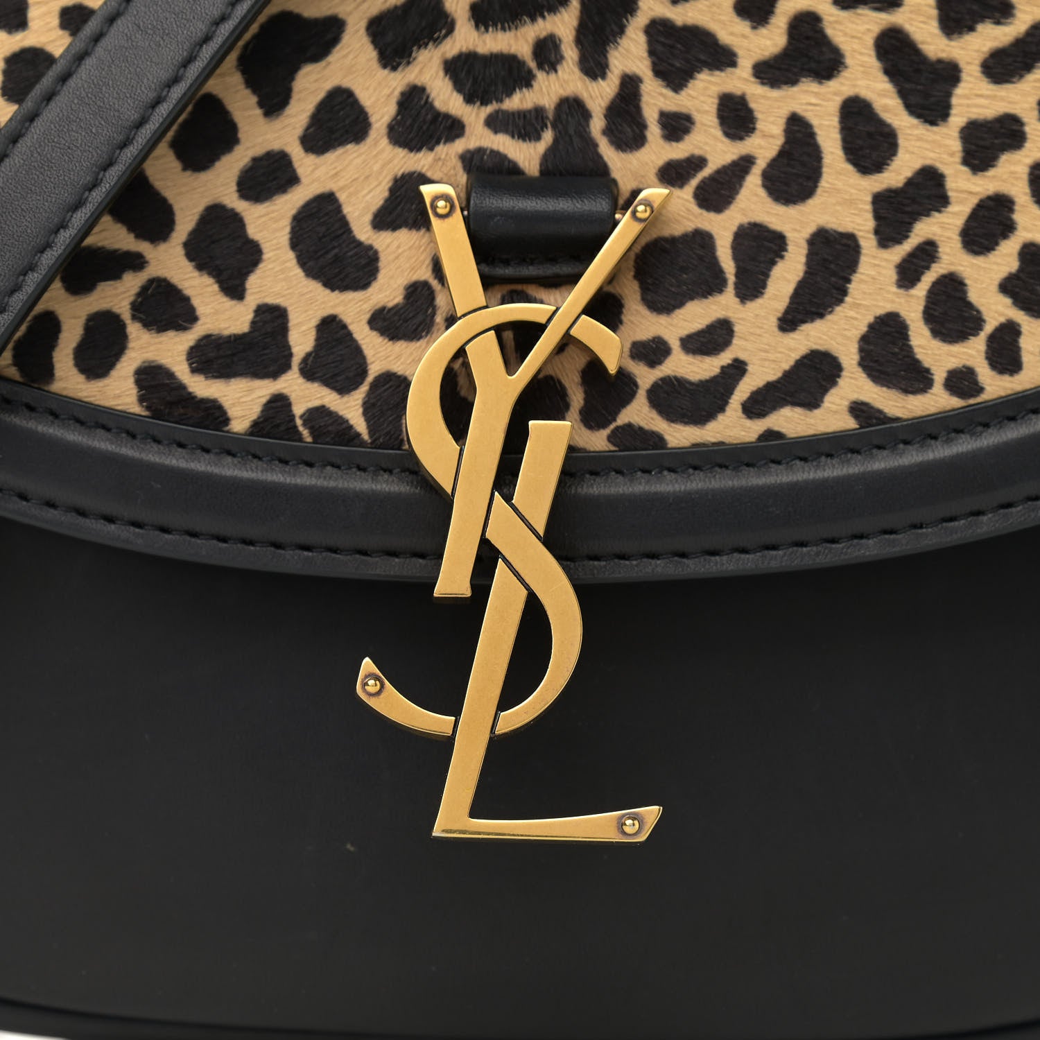 Saint Laurent Pony Hair Calfskin Leopard Print Monogram Medium Kaia Satchel Black 8 of 11