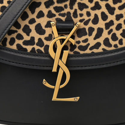 Saint Laurent Pony Hair Calfskin Leopard Print Monogram Medium Kaia Satchel Black 8 of 11