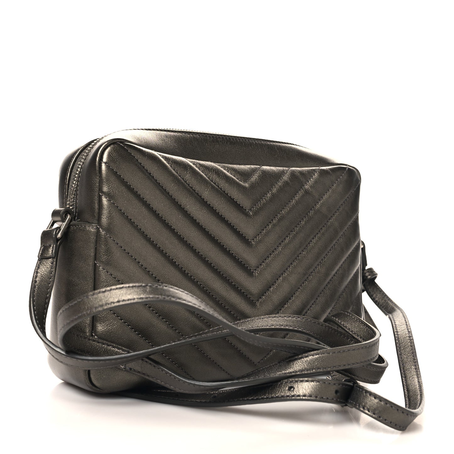 Metallic Calfskin Matelasse Monogram Lou Camera Bag Silver