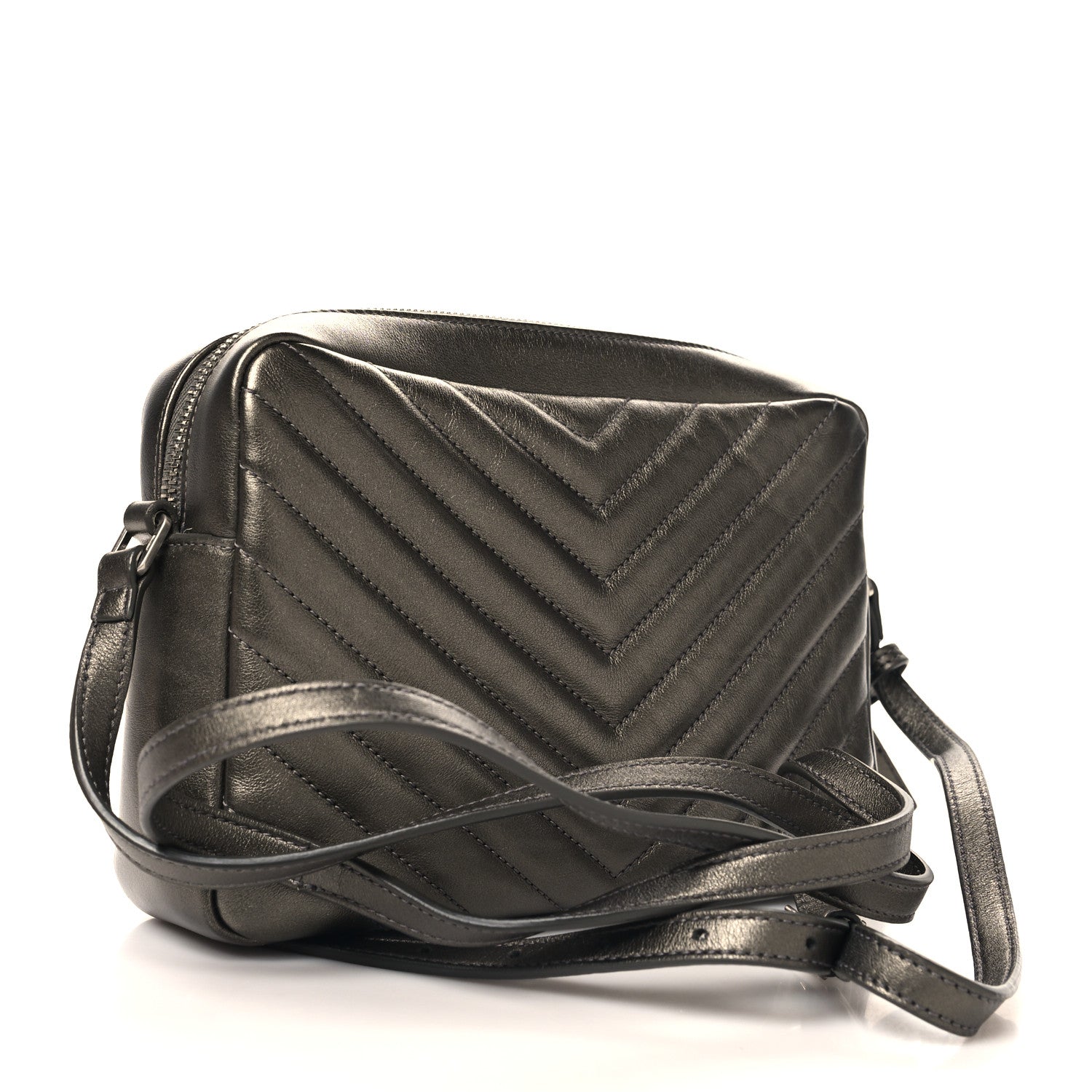 Saint Laurent Metallic Calfskin Matelasse Monogram Lou Camera Bag Silver 3 of 10