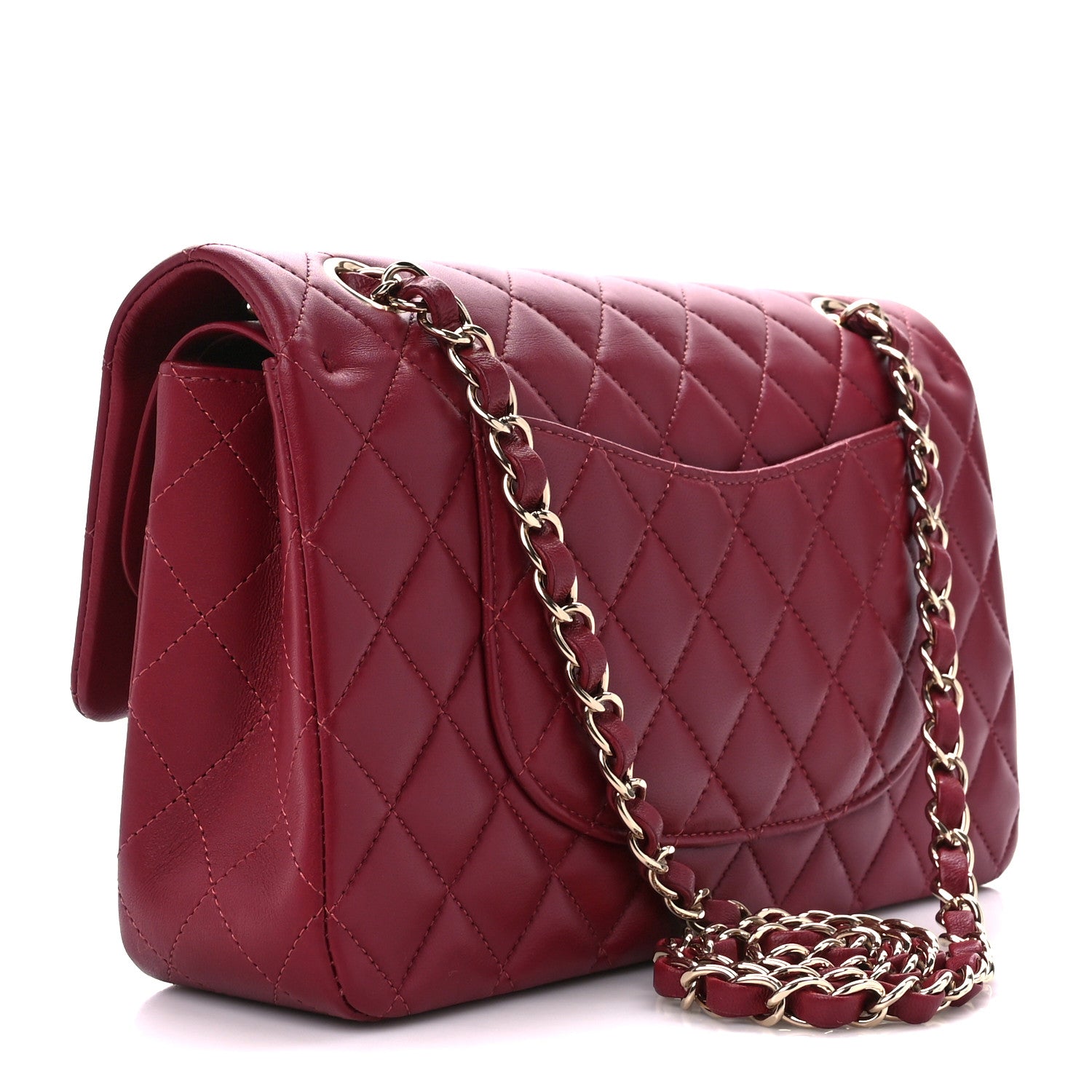Chanel Lambskin Quilted Medium Double Flap Burgundy 3 of 12