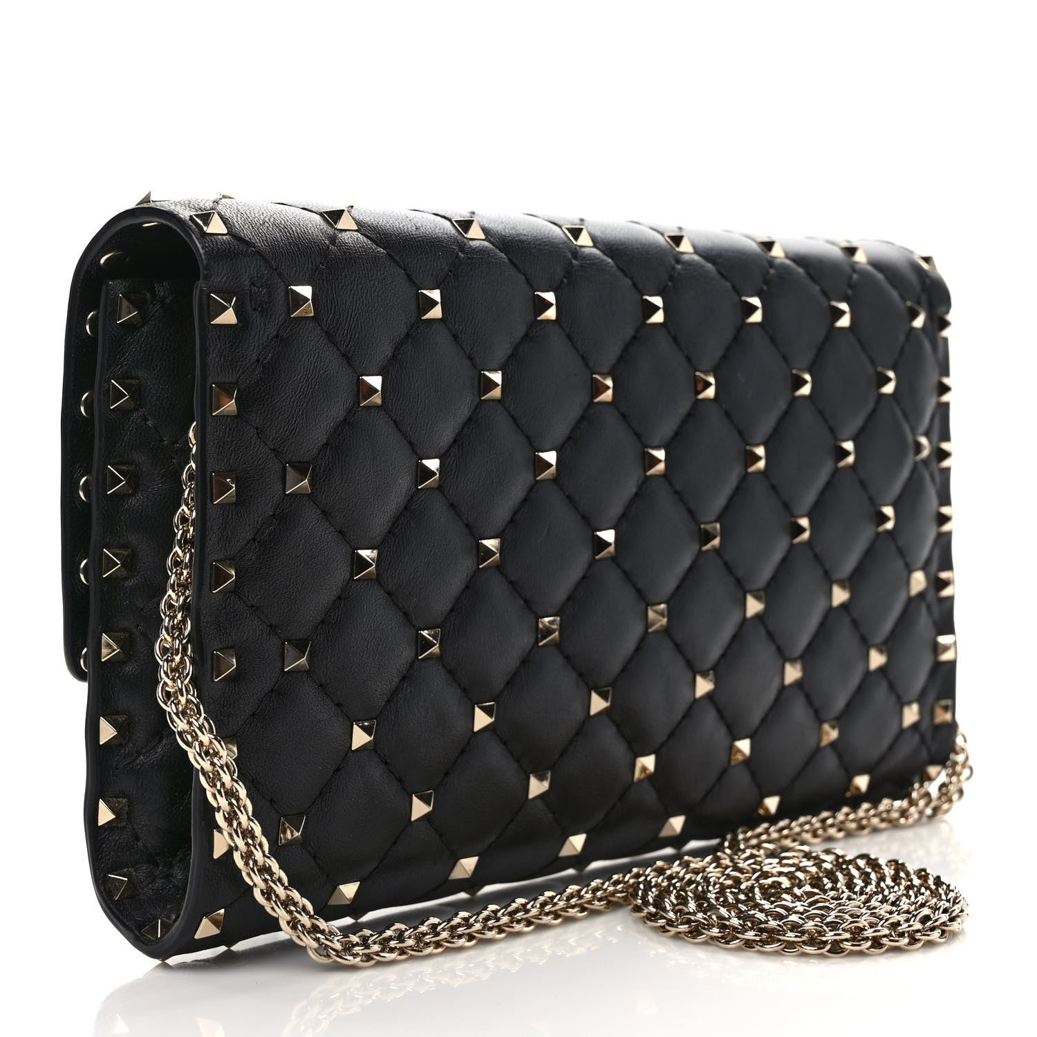 Valentino Garavani Nappa Rockstud Spike Wallet on Chain Black 3 of 11