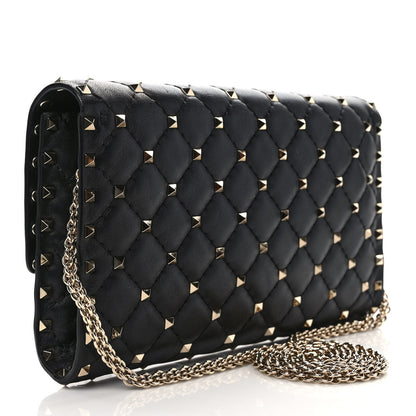 Valentino Garavani Nappa Rockstud Spike Wallet on Chain Black 3 of 11