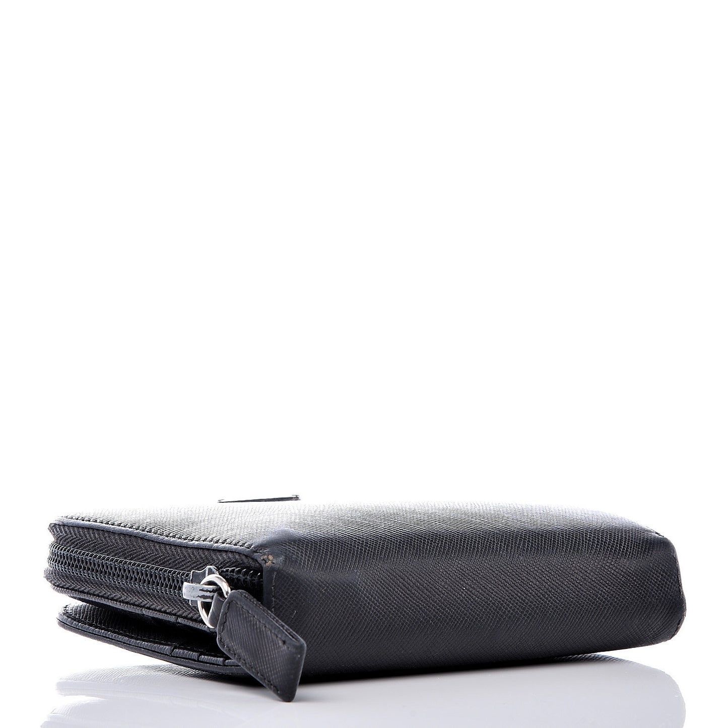 Saffiano Compact Zip Around Wallet Black
