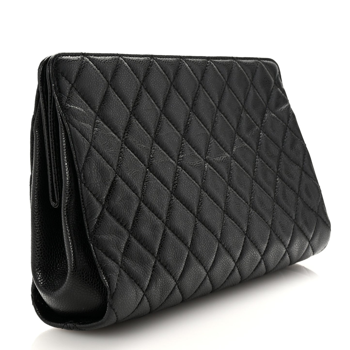 Caviar Quilted CC Large Clutch Black