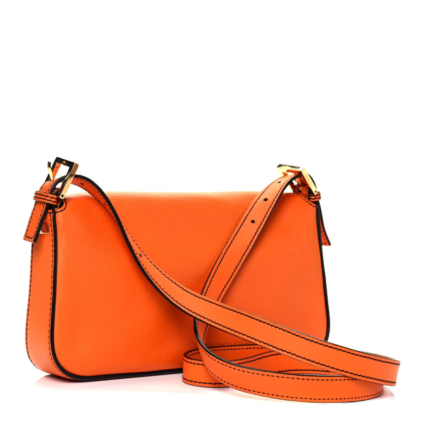 Vitello Flamingo Enamel Interchangeable Strap Baguette Orange Black Tobacco