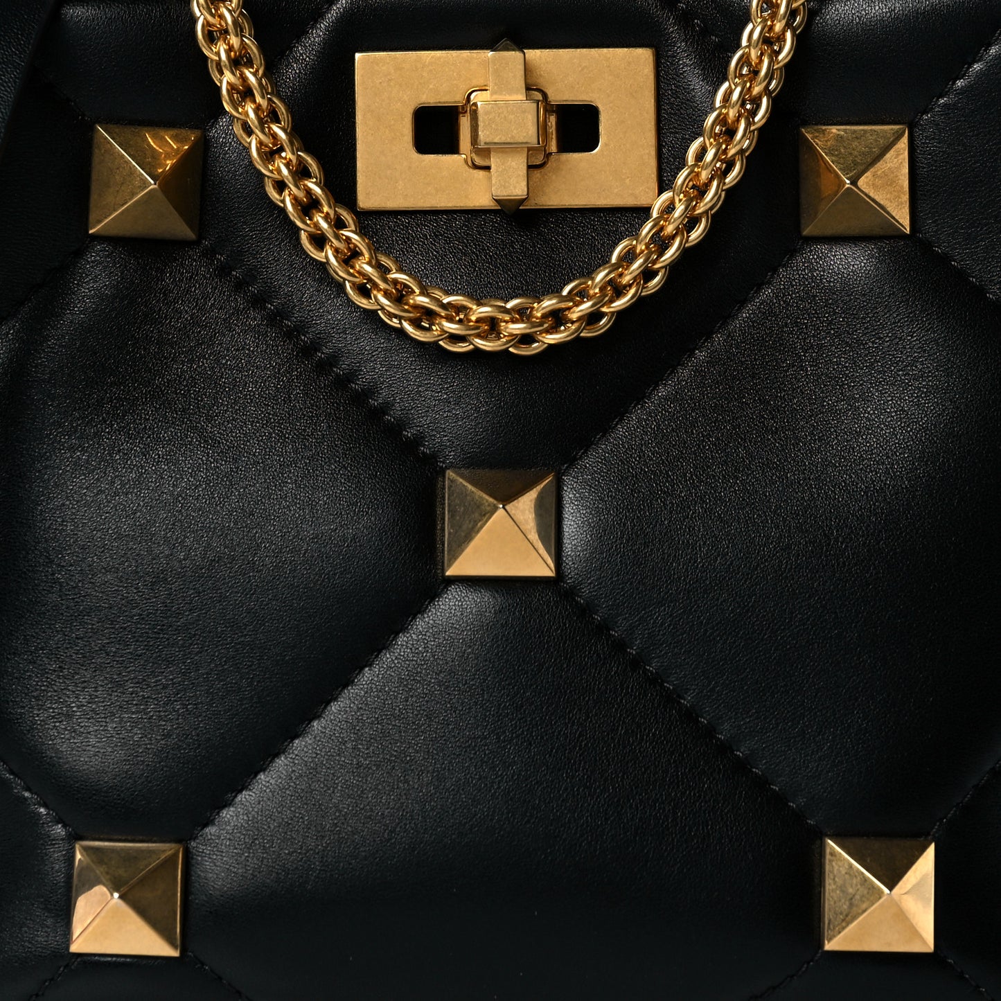 Nappa Small Roman Stud The Handle Bag Black