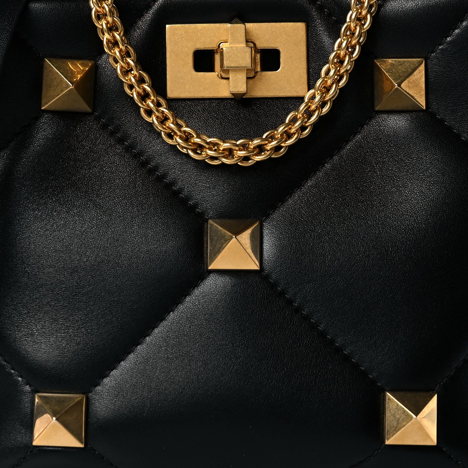 Valentino Garavani Nappa Small Roman Stud The Handle Bag Black 7 of 9