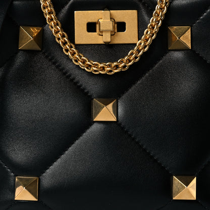 Valentino Garavani Nappa Small Roman Stud The Handle Bag Black 7 of 9