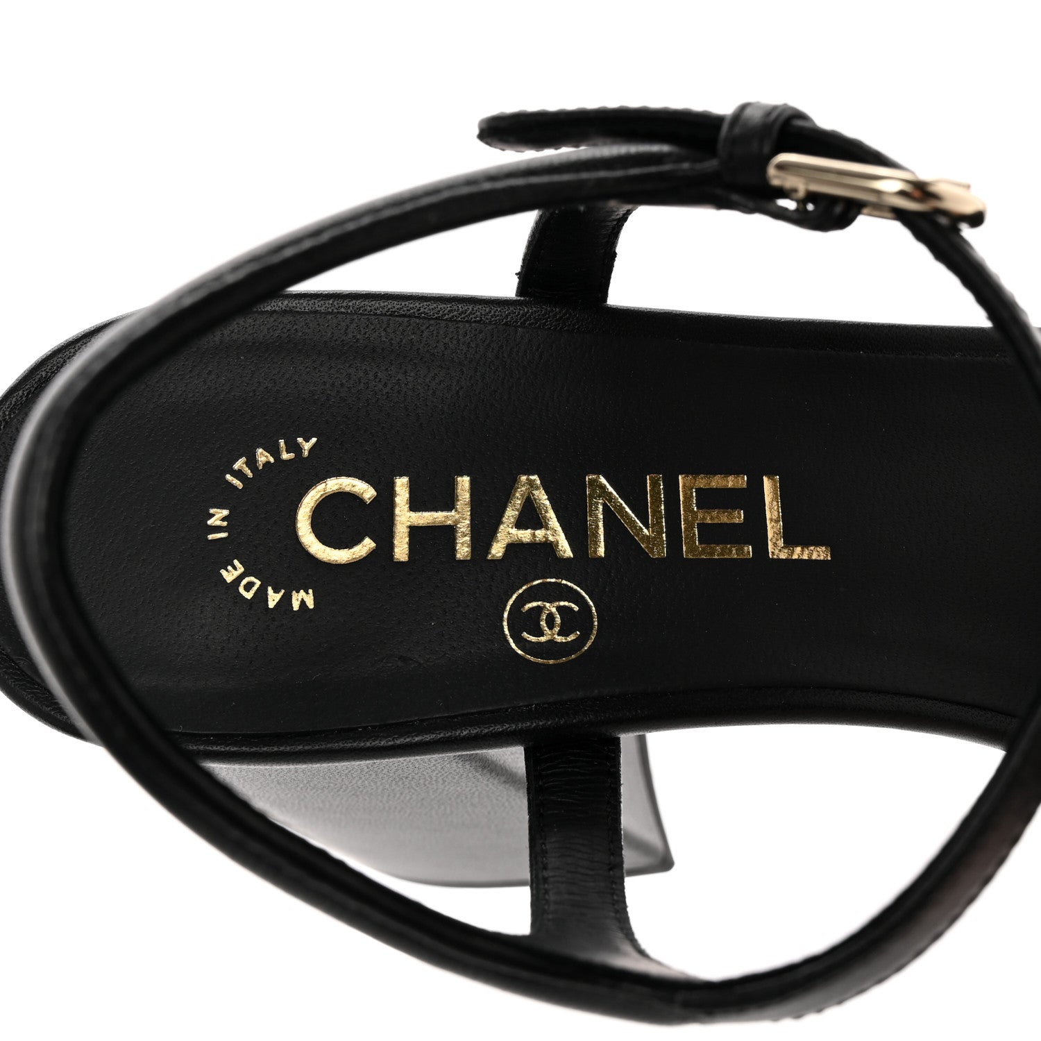 Chanel Lambskin Logo Platform Sandals 37.5 Black 8 of 11
