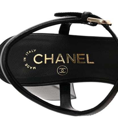 Chanel Lambskin Logo Platform Sandals 37.5 Black 8 of 11