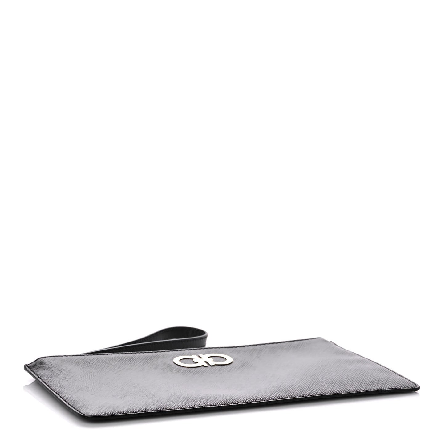 Printed Calfskin Gancio Wristlet Clutch Black