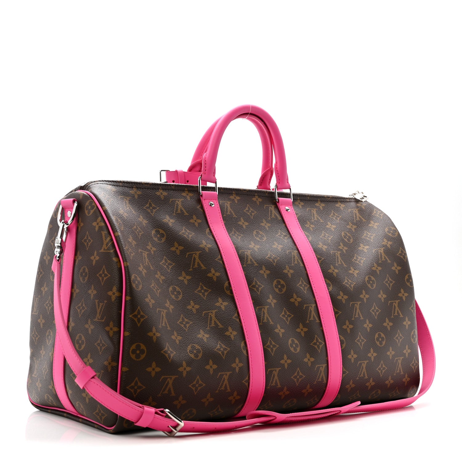 Louis Vuitton Monogram Macassar Keepall Bandouliere 50 Fuchsia