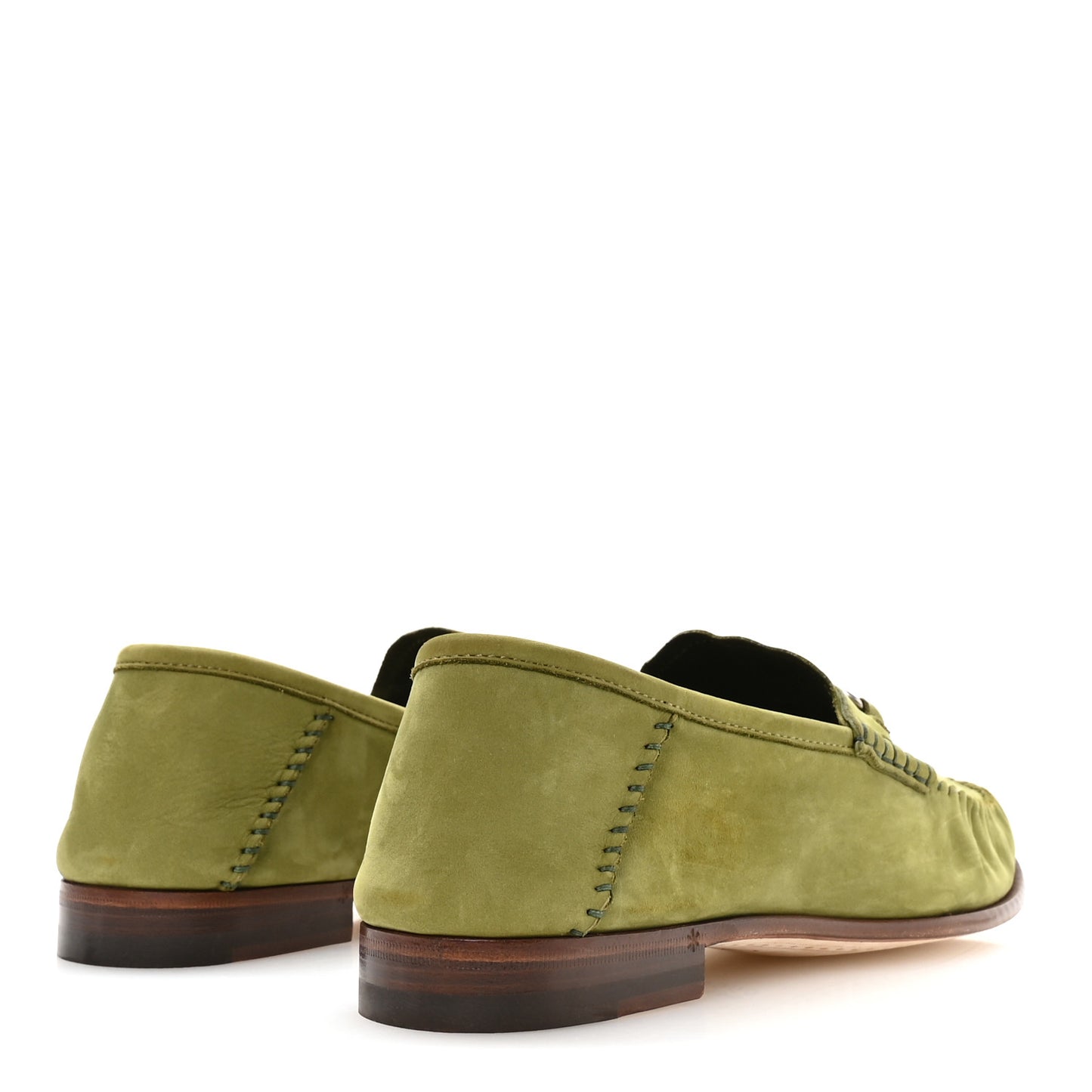 Nubuck Womens Horsebit Loafers 38.5 Herbs Light Green